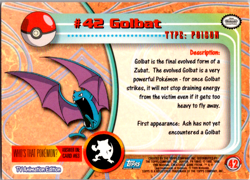 Pokemon TOPPS TV Animation Series 1 Golbat #42 Non Holo - Image 2