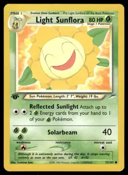 Pokemon Cards Light Sunflora 72/105 1st Edition Neo Destiny WOTC Common NM - Image 1