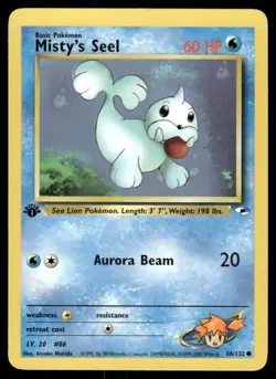 Pokemon Cards Misty's Seel 88/132 1ST EDITION Gym Heroes WOTC Common NM *2 - Image 1