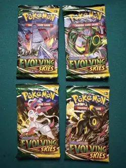 Sealed Evolving Skies Pokemon TCG Booster Packs Complete Art Set (4 Packs) - Image 1