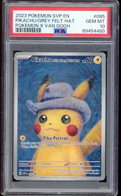 2023 Pokemon Pikachu Van Gogh Grey Felt Hat Promo SVP EN #085 PSA 10 CASE CRACK - Image 1