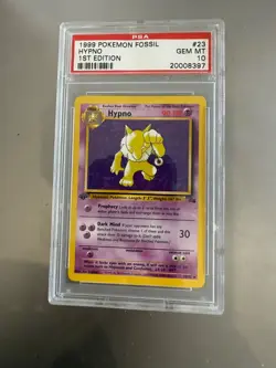 1999 Pokemon Fossil Hypno 23/62 1st Edition PSA 10 - Image 1