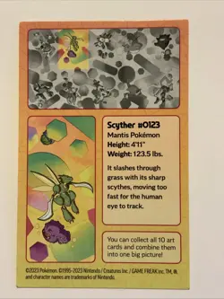 Pokemon TCG 151 Scarlet & Violet Mini Tin Art Card SCYTHER #0123 - Image 2
