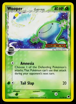 Wooper Delta Species - STAMPED Reverse Holo 71/101 Pokemon Dragon Frontiers NM - Image 1