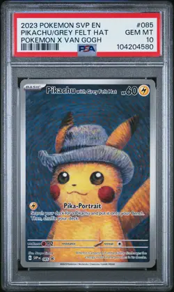 2023 POKEMON SVP EN-SV BLACK STAR PROMO #085 PIKACHU WITH GREY FELT HAT PSA 10 - Image 1