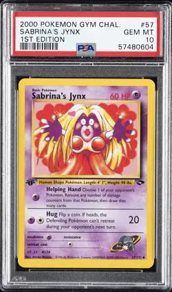 2000 POKEMON GYM CHALLENGE 1ST ED #57 SABRINA'S JYNX PSA 10 - Image 1