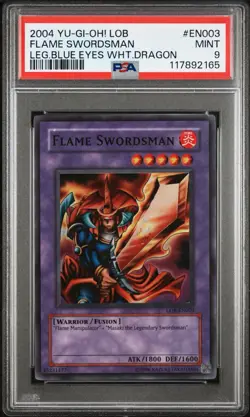 2004 Yu-Gi-Oh! Flame Swordsman Legend of Blue Eyes LOB EN Unlimited Super PSA 9 - Image 1