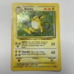 Pokemon TCG Raichu Base Set Holo Rare Card 14/102 Heavy Play - Image 1