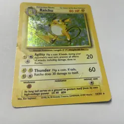 Pokemon TCG Raichu Base Set Holo Rare Card 14/102 Heavy Play - Image 4