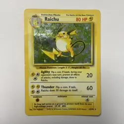 Pokemon TCG Raichu Base Set Holo Rare Card 14/102 Heavy Play - Image 5