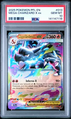 2025 POKEMON PFL EN-PHANTASMAL FLAMES #013 MEGA CHARIZARD X EX PSA 10 - Image 1