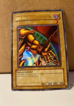 Left Arm of the Forbidden One LOB-E100 1st Edition YuGiOh Damaged - Image 1