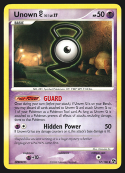 Unown G 57/106 Diamond & Pearl Great Encounters Pokemon Card LP - Image 1