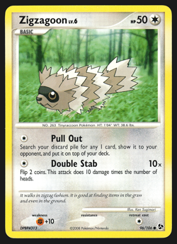 Zigzagoon 96/106 Diamond & Pearl Great Encounters Pokemon Card LP - Image 1