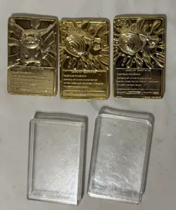 Pokemon Gold Plated Metal Trading Card 1999 - Burger King Lot Of 3 - Poliwhirl - Image 2
