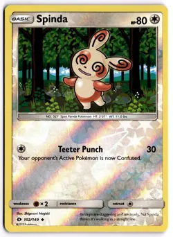 Pokemon TCG Spinda Sun & Moon Base Set 102/149 Reverse Holo Uncommon - Image 1