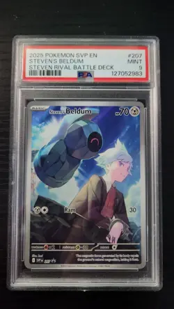 2025 POKEMON SVP EN-SV BLACK STAR PROMO #207 STEVEN'S BELDUM PSA 9 - Image 1