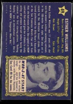 1953 Topps Who-Z-at Stars Esther Williams VG Set Break #49 - Image 2
