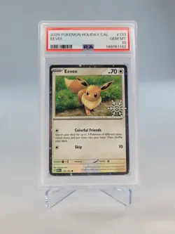 2025 Pokemon Holiday Calendar Eevee #133 PSA 10 Gem Mint Snowflake Stamp Promo - Image 4
