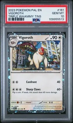 2023 POKEMON PAL EN-PALDEA EVOLVED TRIPLE WHAMMY TINS #161 VIGOROTH PSA 10 - Image 1
