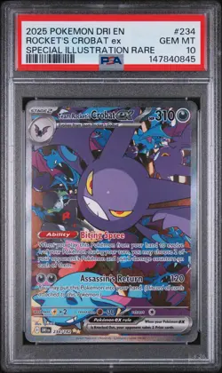 2025 POKEMON DRI EN-DESTINED RIVALS #234 TEAM ROCKET'S CROBAT EX PSA 10 - Image 1
