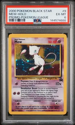 2000 POKEMON PROMO BLACK STAR POKEMON LEAGUE #9 MEW-HOLO PSA 6 - Image 1