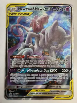 Mewtwo & Mew GX Tag team SM191 Sm Holo Full Art Promo Card Has Creases - Image 1