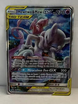 Mewtwo & Mew GX Tag team SM191 Sm Holo Full Art Promo Card Has Creases - Image 3