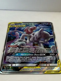 Mewtwo & Mew GX Tag team SM191 Sm Holo Full Art Promo Card Has Creases - Image 5