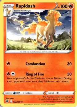 Rapidash 022/189 SWSH10: Astral Radiance Pokemon Card TCG - Image 1