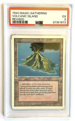 1994 Magic The Gathering REVISED ED VOLCANIC ISLAND PSA 5 EX Reserved List cEDH - Image 1