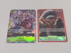 One Piece Card Lot Of Two English Perona & Trafalgar Law Mint - Image 1