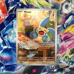 Pokemon TCG Minun Paradox Rift Holo Illustration Card 194/182 NM Condition - Image 1