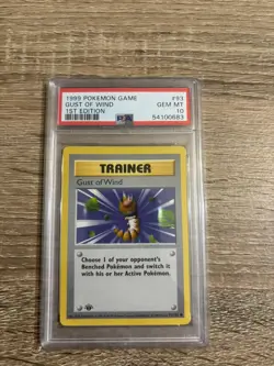 Pokemon Card Gust of Wind 93/102 1st Edition Base Set Shadowless GEM MINT PSA 10 - Image 1