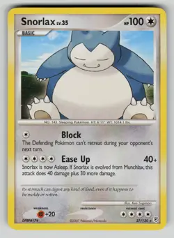 Snorlax 37/130 Rare Diamond & Pearl Pokemon LP - Image 1