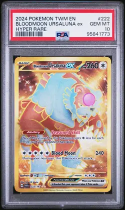 Pokemon TCG Bloodmoon Ursaluna EX Twilight Masquerade Hyper Rare 222/167 PSA 10 - Image 1