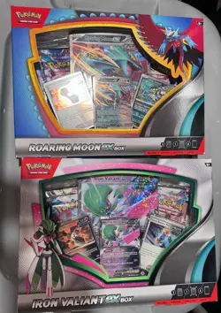 Pokemon Ex Box Lot Of 2 - Roaring Moon Ex + Iron Valiant Ex - Factory Sealed NIB - Image 1