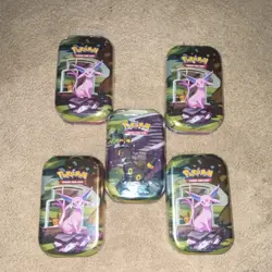 Pokemon TCG Prismatic Evolution Lot of 5 Espeon Umbreon Collectible Tins - Image 1