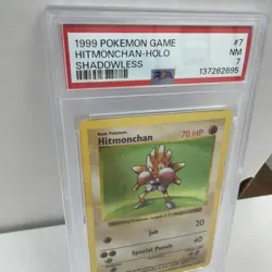 1999 Pokemon Hitmonchan Holo Shadowless Base Set 7/102 PSA 7 NM Near Mint - Image 2