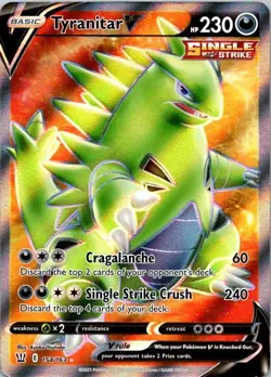 Tyranitar V 154/163 Rare Ultra Battle Styles Pokemon TCG LP (SKU 1-5) - Image 1