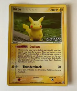 Pokemon Card-Ditto-Pikachu-Holo-Delta Species-63/113-ENG-Stamped-Good - Image 1