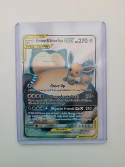 Pokemon TCG Eevee Snorlax GX Holo Ultra Rare Card Sun & Moon Team Up 171/181 - Image 1