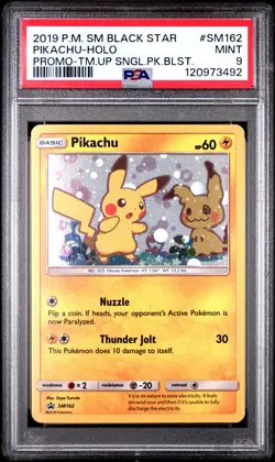 2019 POKEMON SM BLACK STAR PROMO TEAM UP SINGLE PACK BLISTERS PIKACHU-HOLO PSA 9 - Image 1