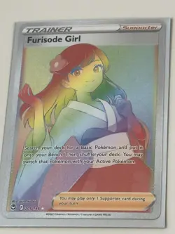 Pokemon TCG Furisode Girl Secret Rare Rainbow Full Art Silver Tempest Mint - Image 1