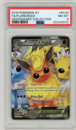 2016 Pokemon XY Generations Flareon EX Radiant Collection #RC28 PSA 8 - Image 1