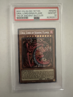 Yugioh 2021 Uria Lord of Searing Flames Tin of Ancient Battles EN252 PSA 10 - Image 1