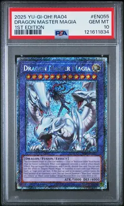 🔥PSA 10🔥DRAGON MASTER MAGIA QUARTER CENTURY STAMPEDE RA04-EN055 - Image 1