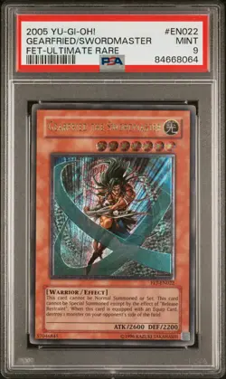 Yu-Gi-Oh! 2005 Gearfried the Swordmaster FET-EN022 Unlimited Ultimate Rare PSA 9 - Image 1