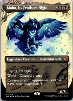 Maha, Its Feathers Night (Borderless) 289 Bloomburrow NM FOIL MTG - Image 1