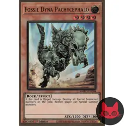 Yugioh Fossil Dyna Pachycephalo MGED-EN008 Gold Rare 1st Edition NM - Image 1
